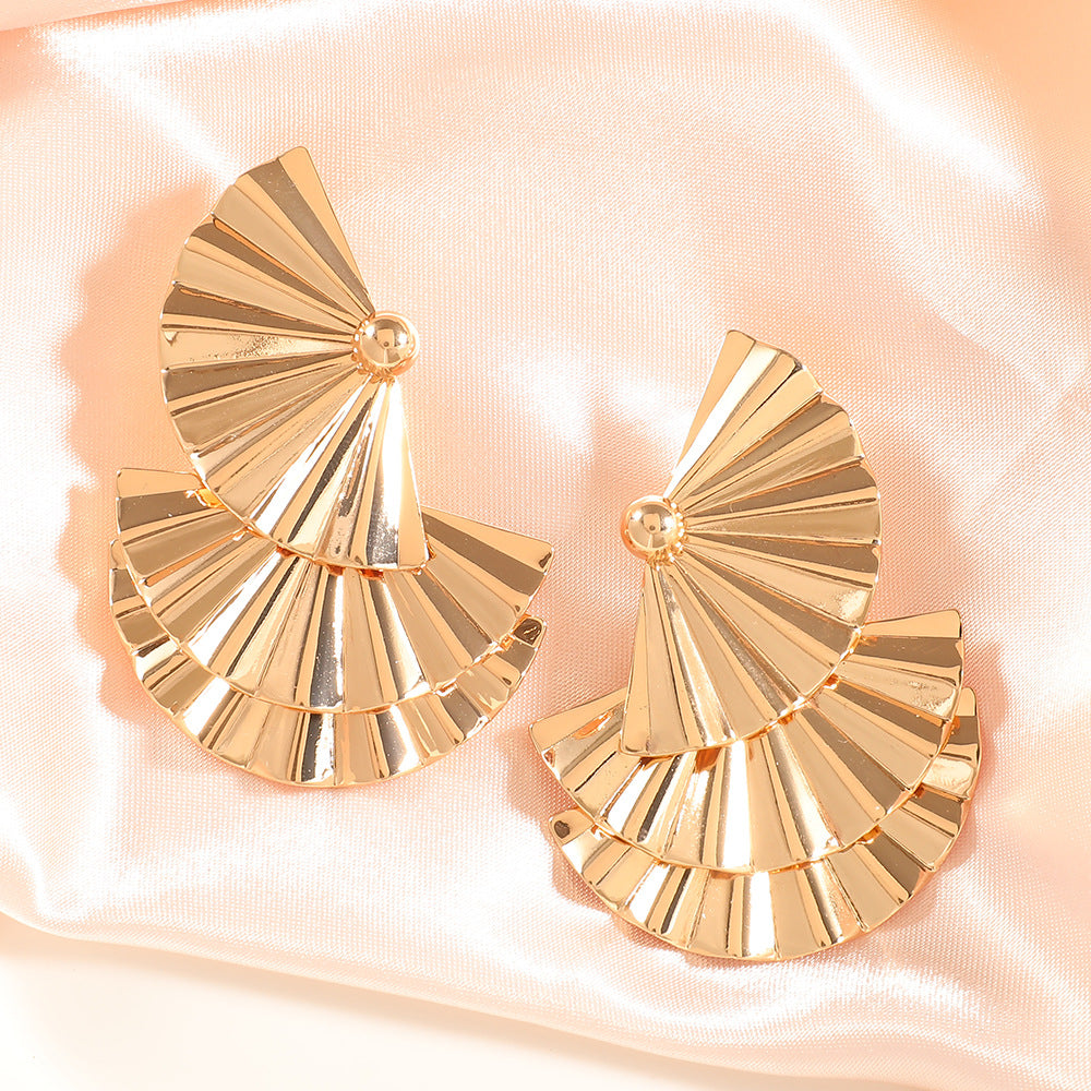 Women's Fashion Design Metal Glossy Surface Folding Ear Stud Earrings - SZ586959 MegaBDM