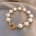 Women's Electroplated Zircon Circle Pearl Fashionable Elegant Versatile Retro Affordable Luxury Bracelet MegaBDM