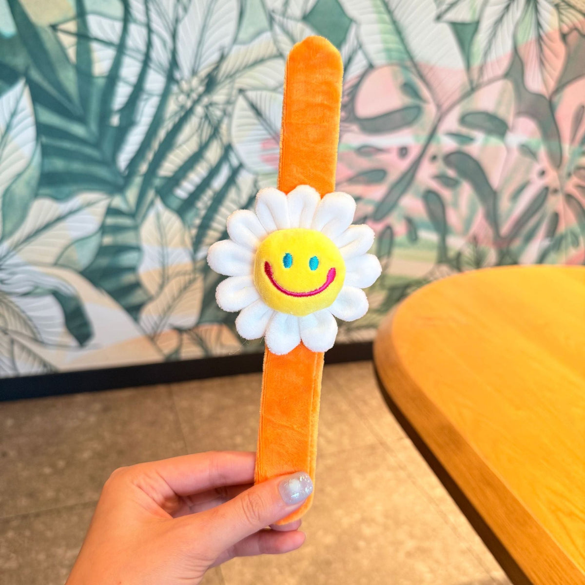 Children's Plush Cartoon Pop Cute Sun Flower Couple Female Dinosaur Slap Bracelet - 65# Clown Smiling Face SUNFLOWER-White MegaBDM