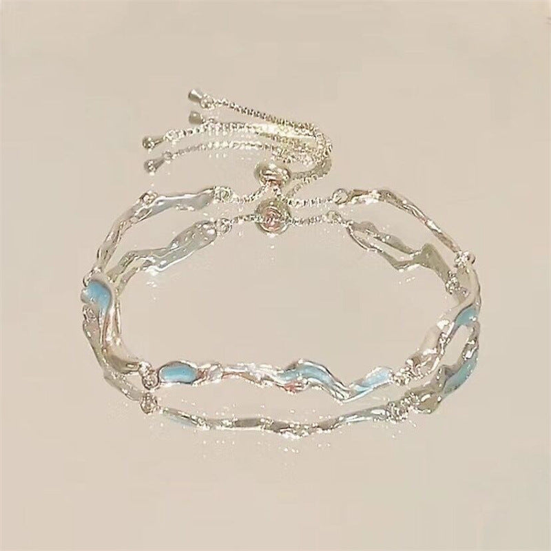 Women's Pearl Flower Refined Rhinestone Bow Love Style Bracelets - #4 Waves MegaBDM