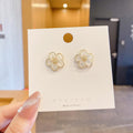 Women's Korean Style Metal Alloy Pearl High-grade Long Stall Light Stud Earrings - 1# Simple Graceful Flower Earrings MegaBDM