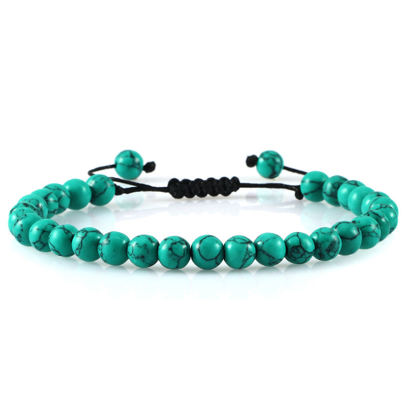 Fashion Haematite Beaded Turquoise Braided Rope Bracelet - Turquoise1 MegaBDM