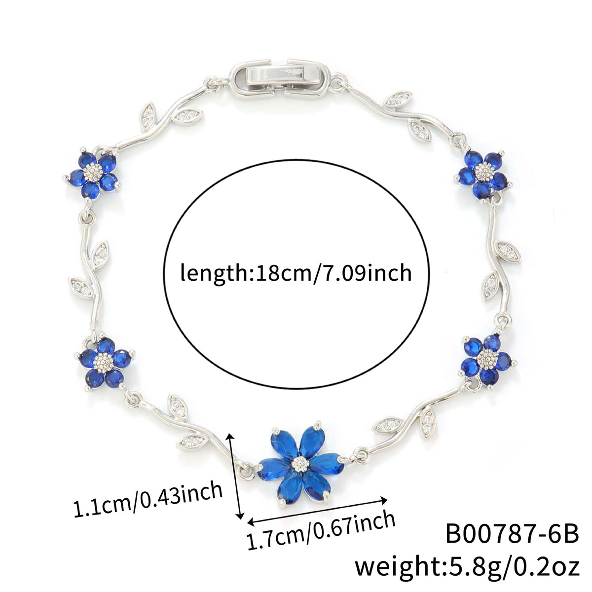 Petals Flower Leaf Zircon Design Personality Daily Birthday Bracelet - B00787-6B MegaBDM