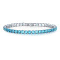 Zircon Tennis Unisex Fashion Simple Hand Bracelet - Blue Pine Diamond UB0097E-17CM MegaBDM