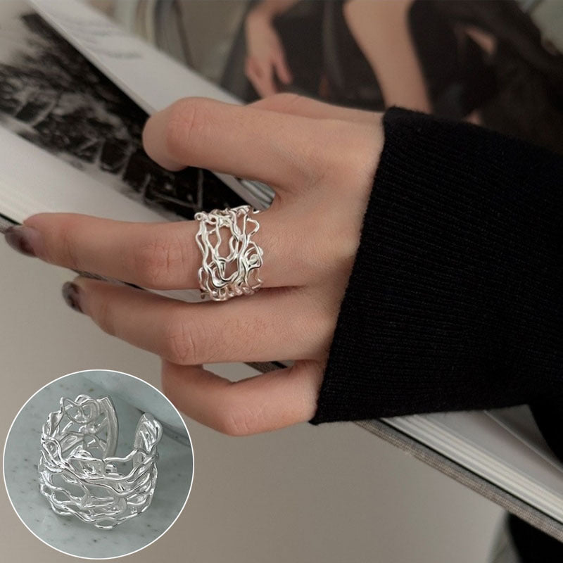 Women's Style Temperament Water Drop Retro Stylish Rings - JZ7865 / Adjustable Opening MegaBDM