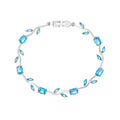 Luxury Style Quality Light Full Diamond Bracelet - Silver, Sea Blue MegaBDM