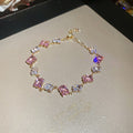 Women's Oval Leaf Small Fresh Gentle Temperament Light Luxury High Sense Bracelet - 19# Bracelet-Square-Golden-Pink MegaBDM