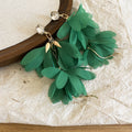Women's Flower Shell Tassel Light Luxury High-grade Earrings - 48# Silver Needle-Golden-Green Tassel MegaBDM