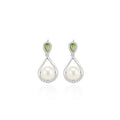 For Light Luxury Water Drop Clavicle Chain Necklace - Jasper Water Drop Pearl Earrings / 925 Silver MegaBDM