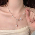 Women's Delicate Heart Light Luxury Graceful Fashionable Butterfly Clavicle Necklace - 32# Hollow Double Butterfly Diamond Silver Necklace MegaBDM