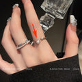 Pearl Zircon Butterfly Female Niche High-grade Light Luxury Couple Temperament Ring - J942 Silver B / One Size MegaBDM