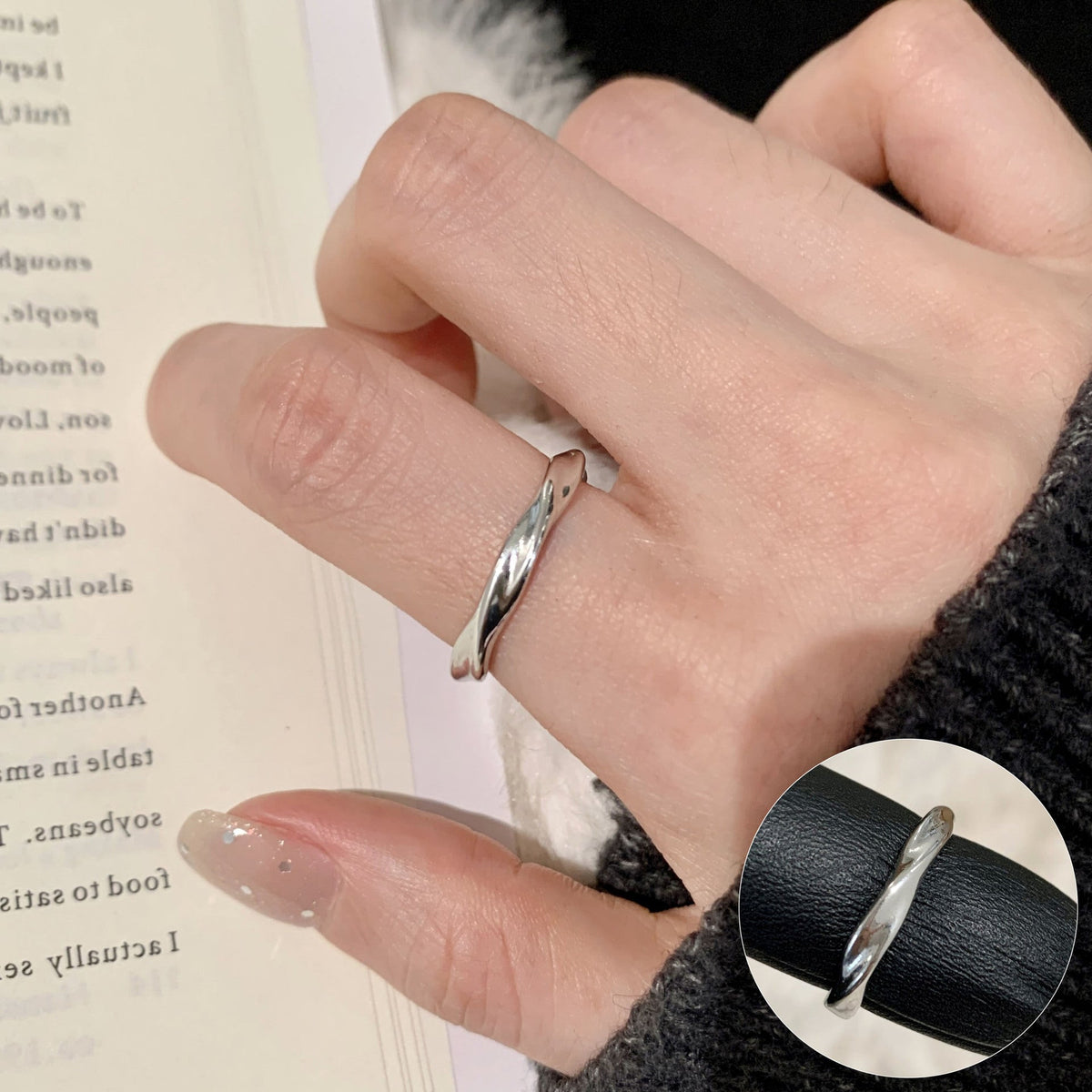 Women's Circle Exquisite Bow Loving Heart With Opening Style Index Ring - JZ5416 / Adjustable Opening MegaBDM