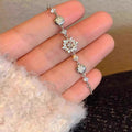 Beautiful Light Luxury High-grade Full Diamond Flash Trendy Temperamental Minority Bracelets - Silver Snowflake Pull Bracelet MegaBDM