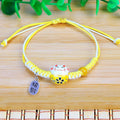 Ethnic Style Hand-woven Lucky Fortune Ceramic Cat Wax Line Double Bracelet - Yellow Cat Wax Line Bracelet MegaBDM
