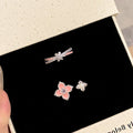 Women's Spring Sweet Pink Cherry Double Flower Niche Knot Design Sense Ring MegaBDM