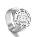 Steel Solomon Seal Jupiter Mars Mercury Moon Ring - 16 / No. 9 MegaBDM