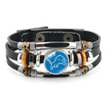 Genuine Leather Hand Professional Rugby League Team Time Stone Bracelet - 12122718-Detroit Lion / Pattern Size-18mm MegaBDM