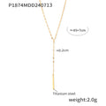 Style Simple Geometric Elements Y-shaped Tassel Stackable Wear Cold Titanium Necklace - P1874-Gold Necklace MegaBDM