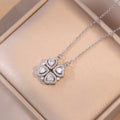 Women's Steel Cross Chain Open Close Four-leaf Flower Necklace - X0161 Steel Color MegaBDM