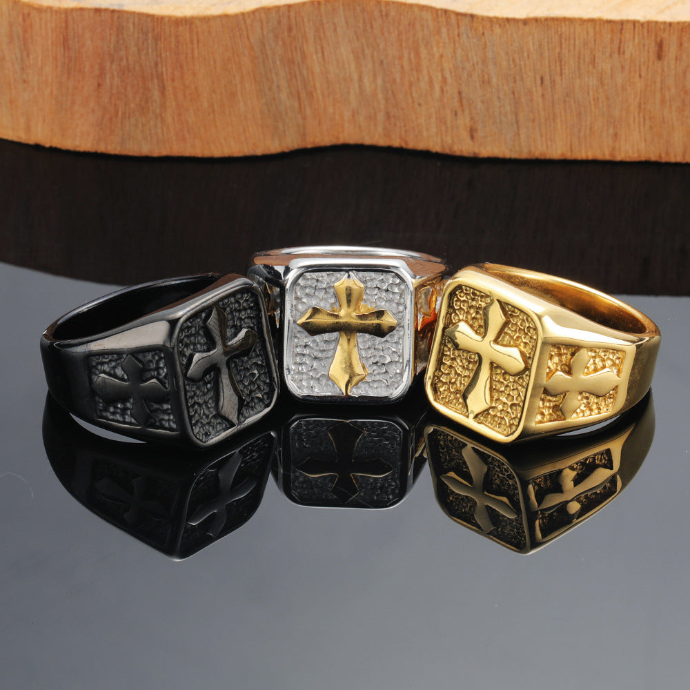 Titanium Steel Casting Trend Stone Texture Rings MegaBDM