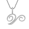 Body Grass English Letter Gold Inlaid Pendants - V (Silver) 60cm Hemp Flowers Chain MegaBDM