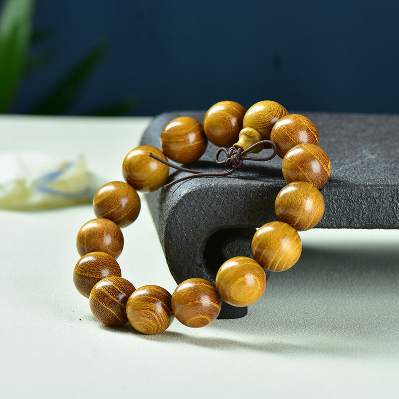 Women's & Men's Natural Gold Sandalwood Beads Fashion Collectible Artsy Bracelet - 15mm * 15 Seiko Pagoda MegaBDM