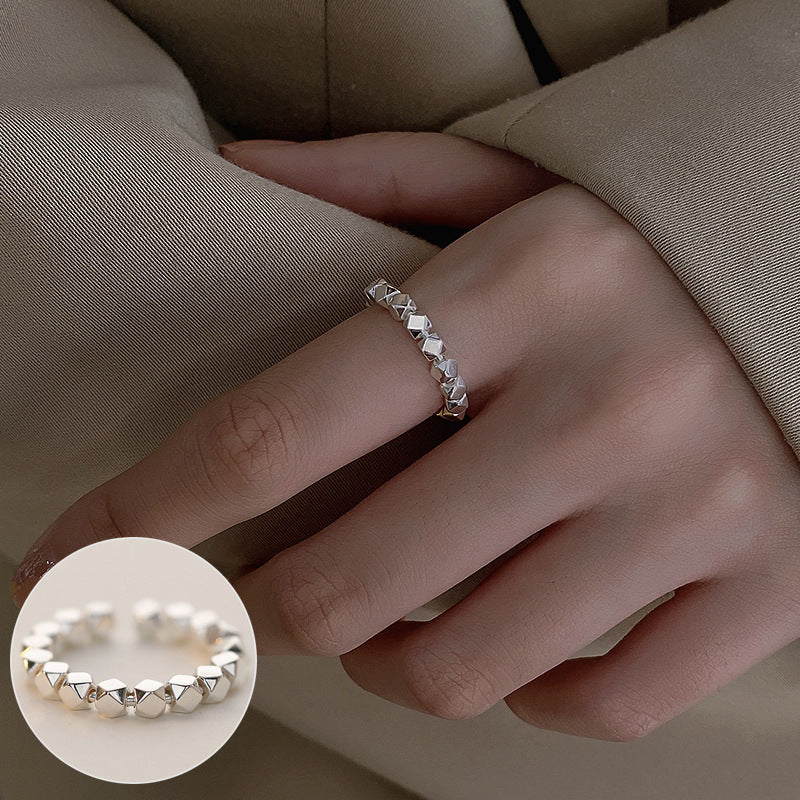 Exaggerated Geometry Female Sier Personalized Hip Rings - JZ9826 / Adjustable Opening MegaBDM