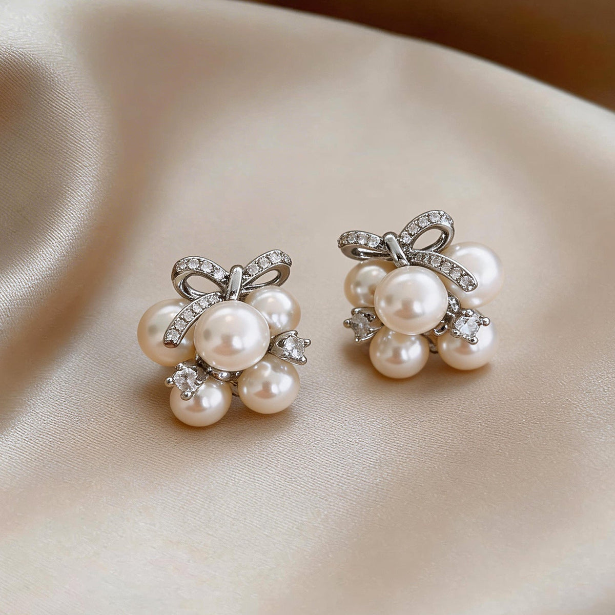 Women's Style Refined Zircon Flower Pearl Light Luxury High-grade Ear Earrings - 5# Silver Needle-Environmental Protection-Silver MegaBDM