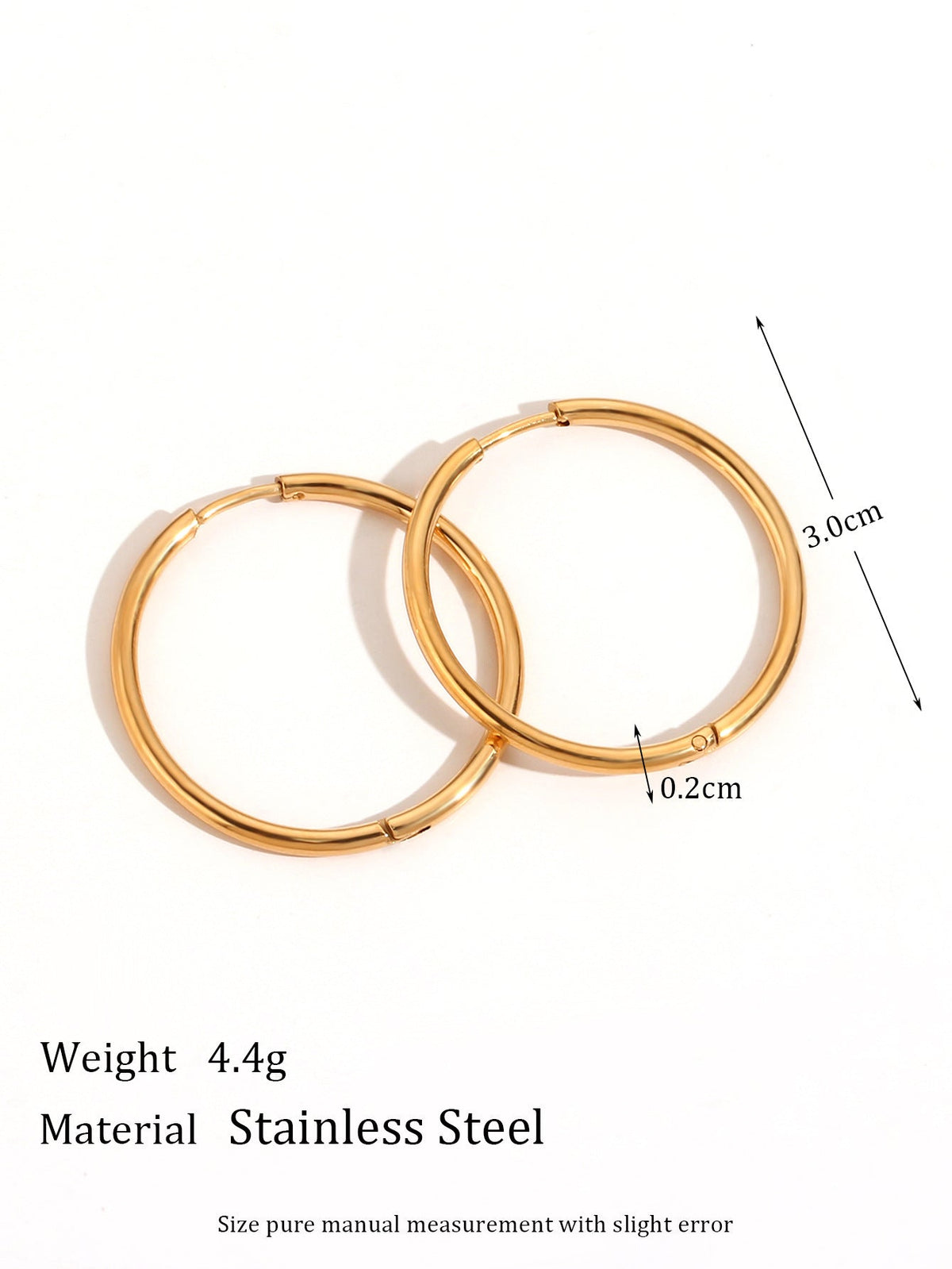 Women's Fashion Simple Niche Personality Stainless Steel Earrings - 2mm Wire Diameter Basic Style Stainless Steel Ear Ring-30mm MegaBDM