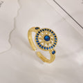 Women's Open-end Zircon Fashionable Classy Simple Cold Feeling Goddess Rings - R-175 Blue/18K MegaBDM
