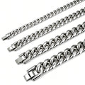 Men's Link Chain Stainless Buckle Round Grinding Domineering Necklaces - 6mm Wide Buckle / 16cm Long Stainless Steel MegaBDM