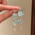 Dopamine Vacation Style Sier Needle Bead Flower Delicate Indie Earrings - 31# Silver Needle-Silver-Blue MegaBDM