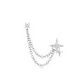Women's Chain Tassel Ear Line Cold Style Stud Earrings - Style 3 (Single) [White Gold Color]] MegaBDM