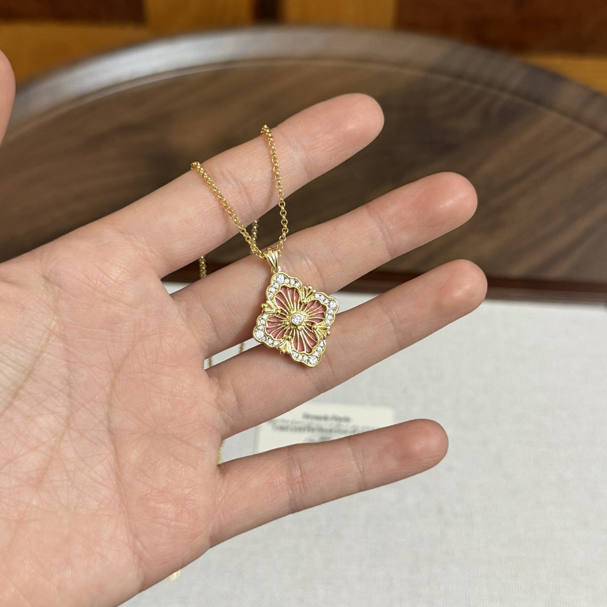 Women's Italian Brushed Cloth Clover Large Fritillary Clavicle Chain High-grade Necklace - XL232 Net Drill Large Rice Noodle Turquoise [Gold] MegaBDM