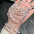 Women's Face Ball Shiny Crystal Sweet Fashion Bracelet - 6mm Hollow Bead Bracelet-White MegaBDM