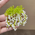 Super Fairy Mori Style Atmosphere Simple Earrings - Mori Style Green Beaded White Flower Stud Earrings MegaBDM