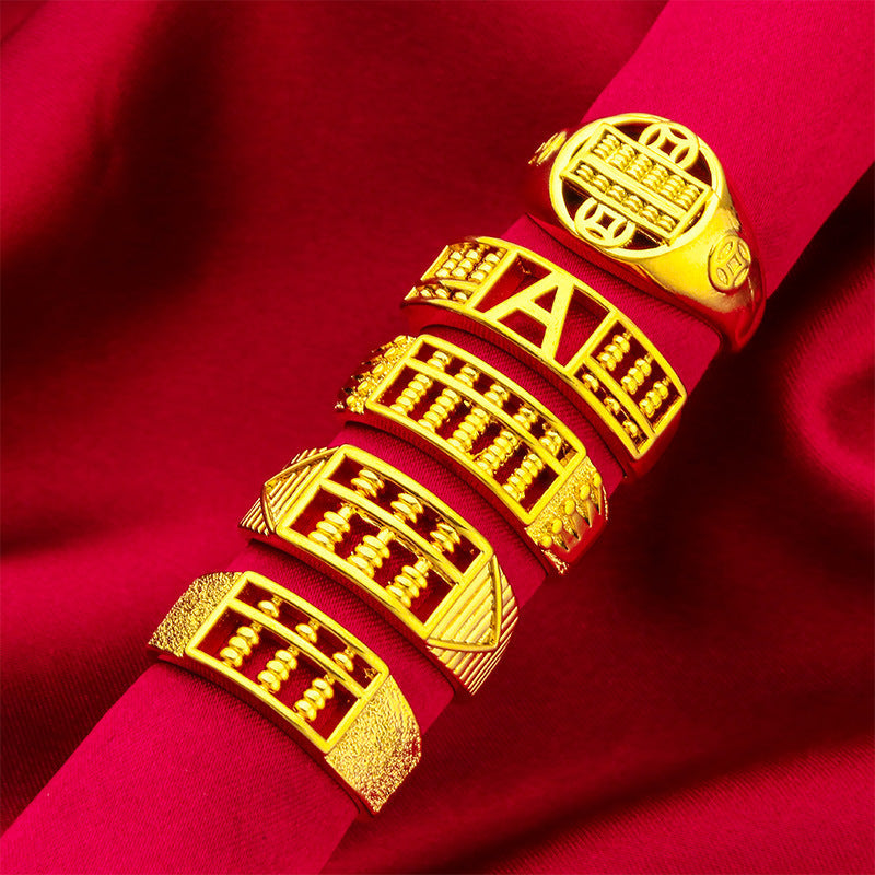 Women's Abacus Opening Vietnam Placer Gold Ring MegaBDM