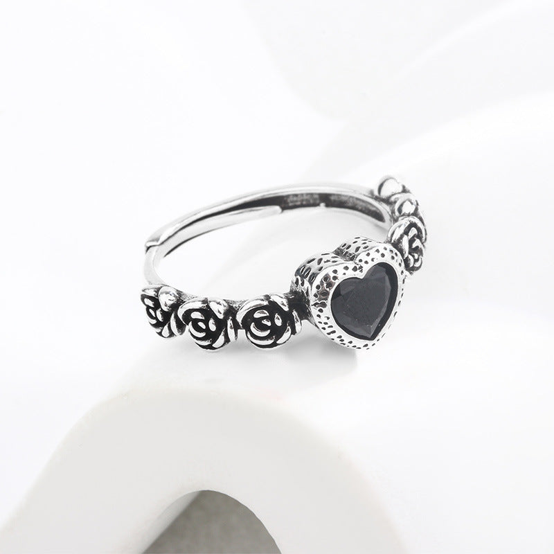 Korean Style Vintage Little Fresh Sweet Rings - Black J02437 Retro Color / Adjustable Opening MegaBDM