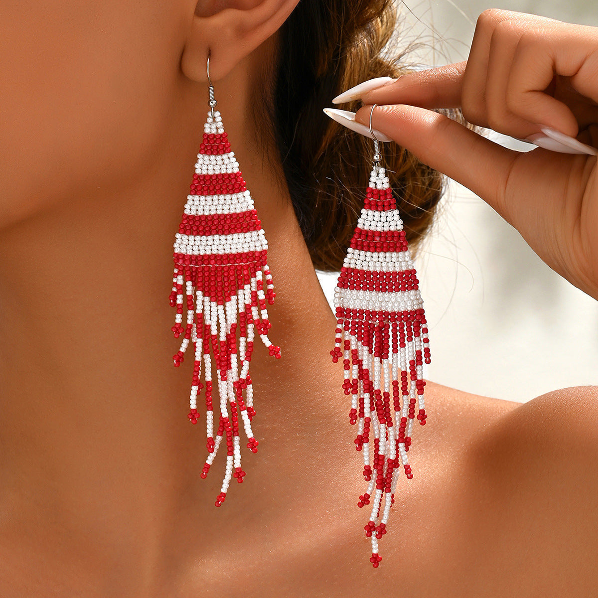 Women's Beaded Personalized Colorful Niche Bead Design Earrings - EH4760-1 MegaBDM