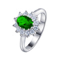 Gemstone Zircon Creative Personality Inlaid Emerald Ring - Lvzuan Ring [White Gold Color]] / US Size 5 MegaBDM