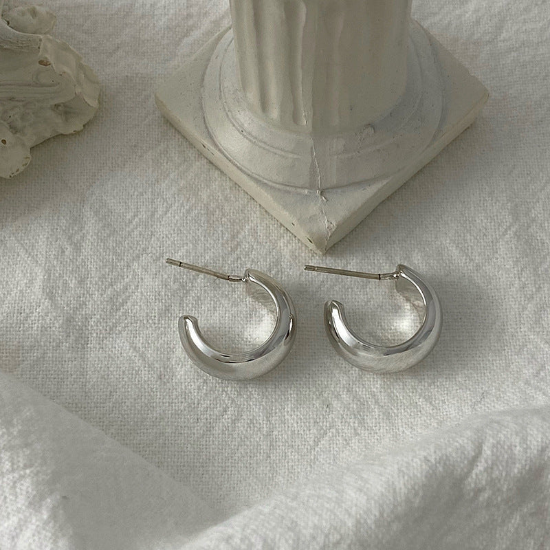 Women's Type Glossy Metal Personalized Minority Simple Textured Rings - 2353 Model Silver Auricular Needle Pair MegaBDM