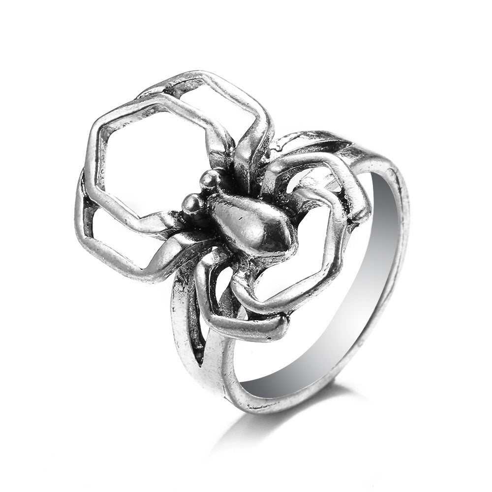 Knuckle Female Personality Rose Skull Spider Rings - THA336-15 / Adjustable Opening MegaBDM
