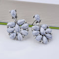 Fashion Simple Fresh Imitation Turquoise Full-jeweled Earrings - 04 White MegaBDM