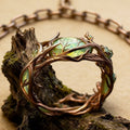 Craft Retro Personality Oval Jade Inlaid Malachite Branches Rings MegaBDM