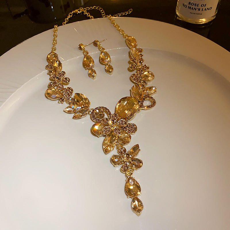 Elegant Drop Round Light Luxury Minority Necklaces - 34# Necklace-Champagne (Two-Piece Set)