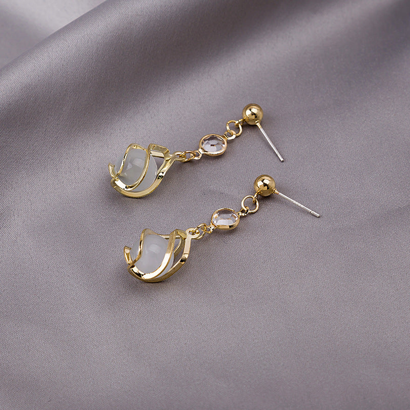 Diamond Butterfly Flower Pearl Graceful Fashionable Long Earrings - E3921 MegaBDM