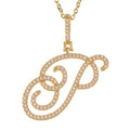 Women's & Men's Micro Inlaid Zircon Grass English Letter Pendants - P (Including Chain) Gold MegaBDM