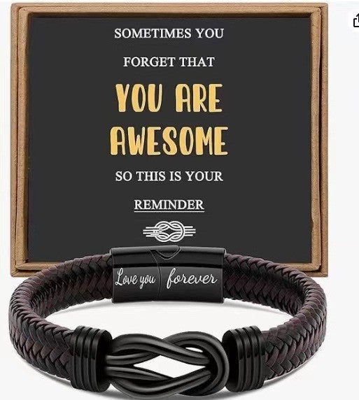 Men's Stainless Steel Lettering For Free Son Magnetic Bracelets - You Are Awesome Card Case / 7.5 Inches MegaBDM