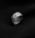 Dark Style Hammer Pattern Thai Sier Personality Stylish Rings - TJ-1020 Fault Black / Adjustable Opening MegaBDM