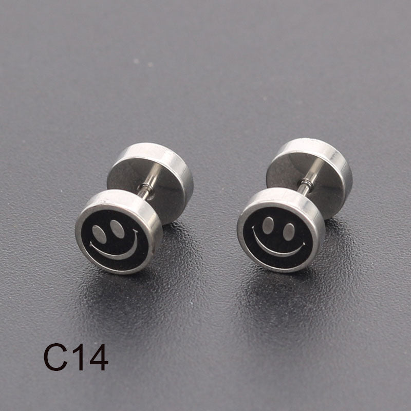 Bilateral Epoxy Titanium Steel Ear Drip Bone Fake Extender Earrings - C14 (One) / Steel Color MegaBDM